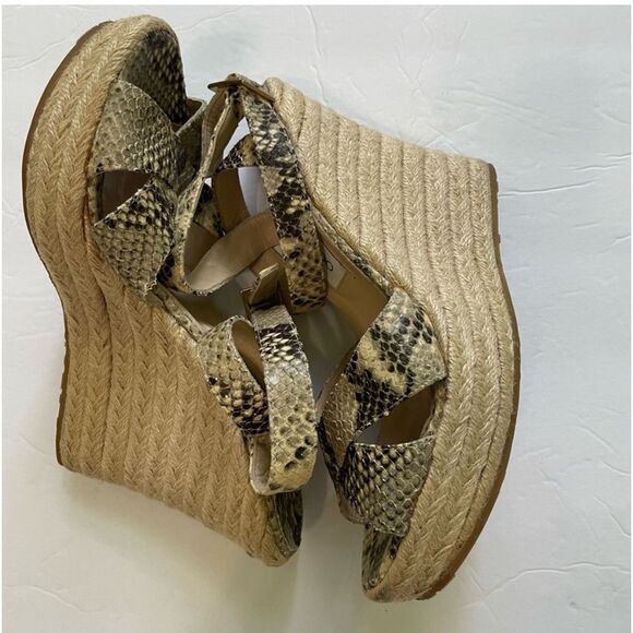 Jimmy Choo Phoenix Platform Wedge Snake Embossed Leather Straps Size 41 US 11 - Picture 10 of 15